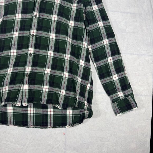 St Johns Bay Button Up Flannel Shirt Mens Green White Plaid Classic Size L - Picture 8 of 14